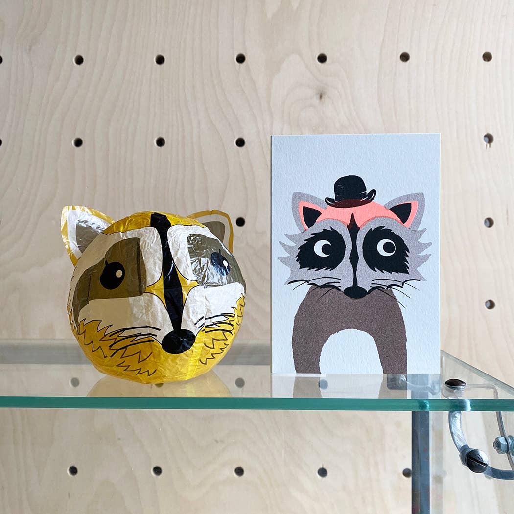 Japanese Paper Balloon Cards - Raccoon