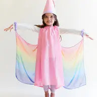 100% Silk Princess Hat for Dress-Up - Pink/Rainbow