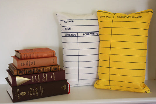 Library Card Pillow - WHITE