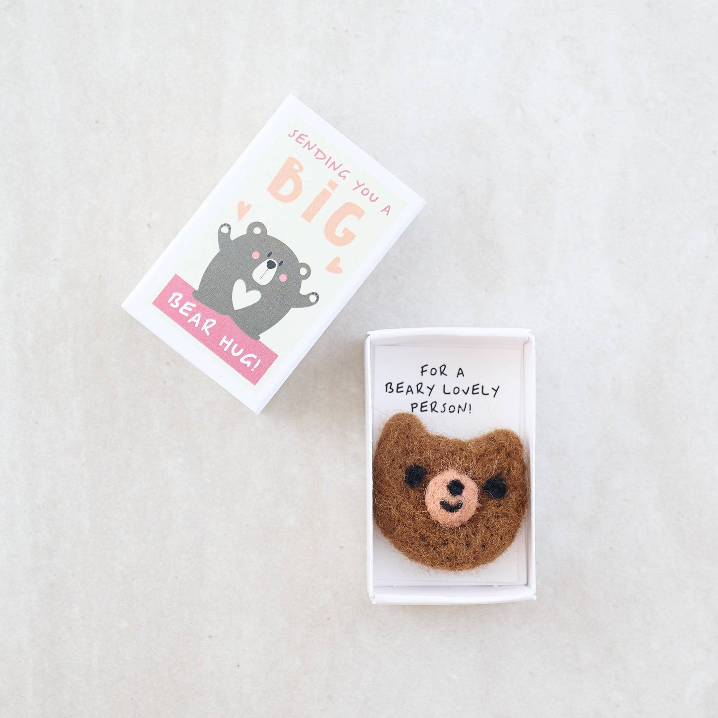 Big Bear Hug Wool Felt Bear In A Matchbox