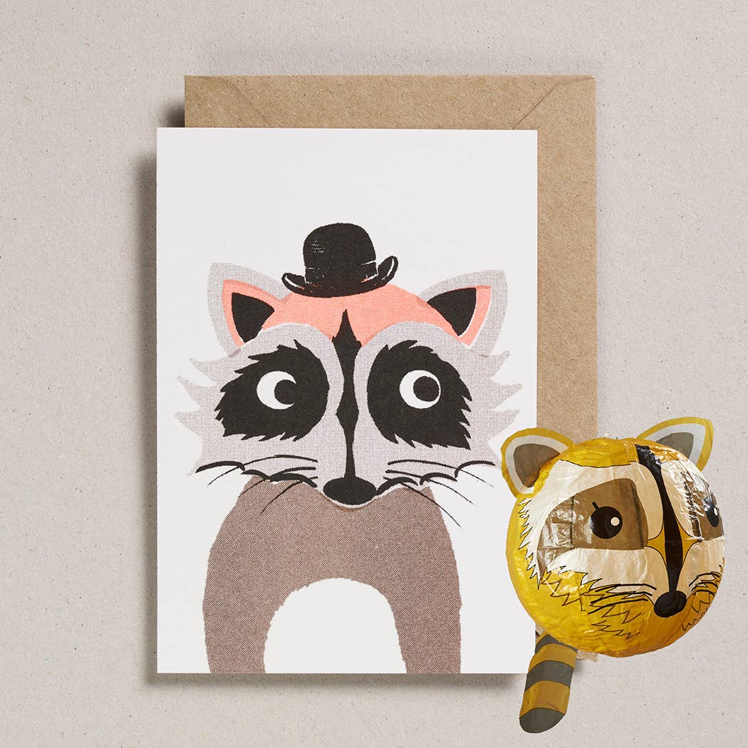 Japanese Paper Balloon Cards - Raccoon