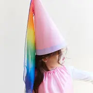 100% Silk Princess Hat for Dress-Up - Pink/Rainbow