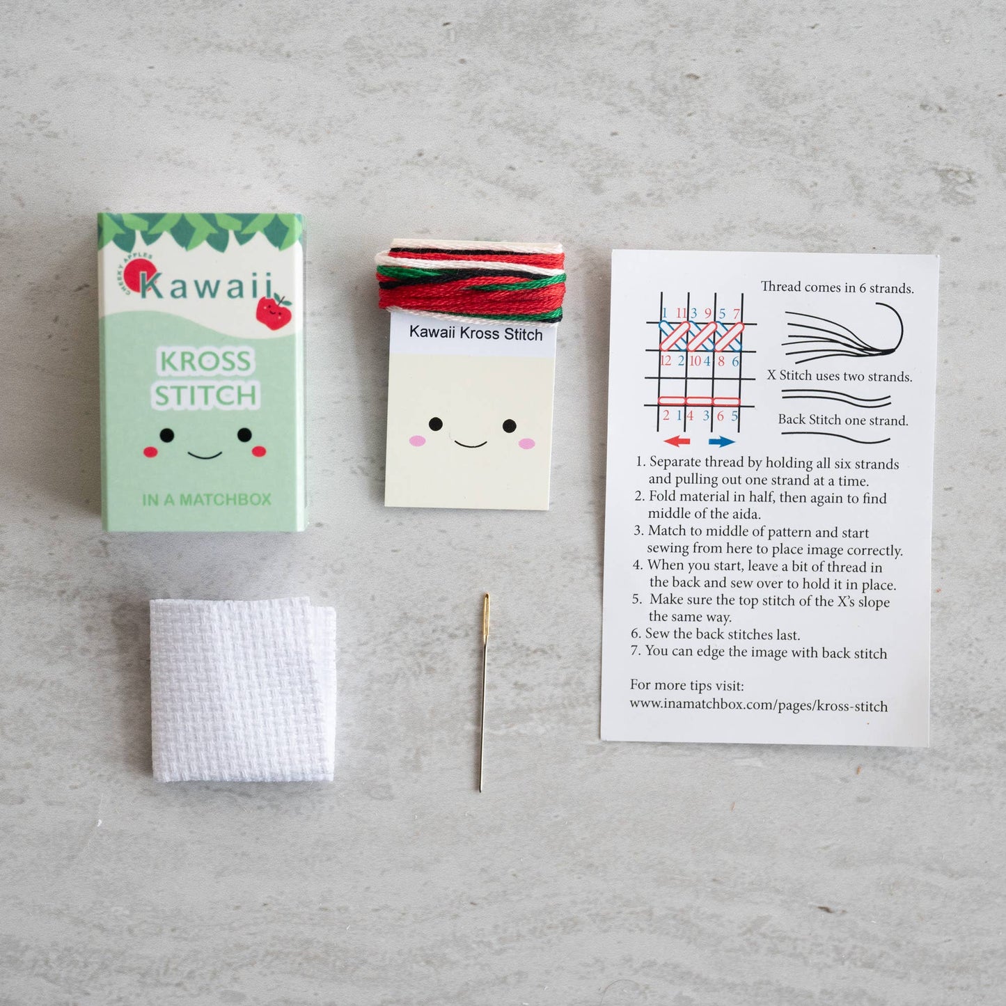 Kawaii Apple Mini Cross Stitch Kit In A Matchbox