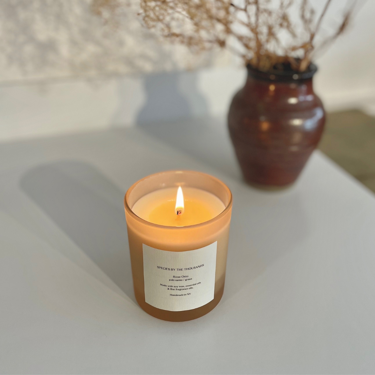 Rose Otto, Palo Santo + Grass - Handcrafted Scented Soy Candle