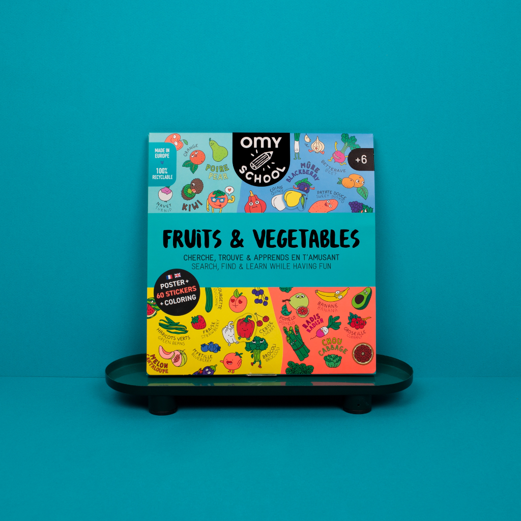 Fruits and Vegetables Sticker & Coloring Poster