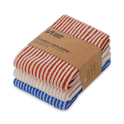 Reusable & Eco-Friendly Cotton Dishcloths - Ribbed Cobalt